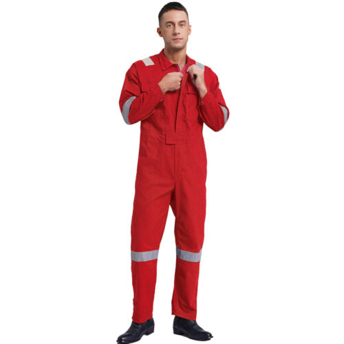 Men's Work Coveralls Lightweight Reflective Strip Long Sleeve Safety Jumpsuit - Picture 18 of 72