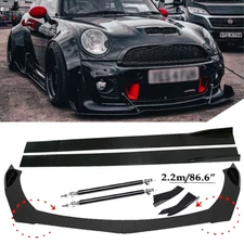 Front Bumper Lip Spoiler+86.6" Side Skirt Body Kit Glossy For Mini Cooper P