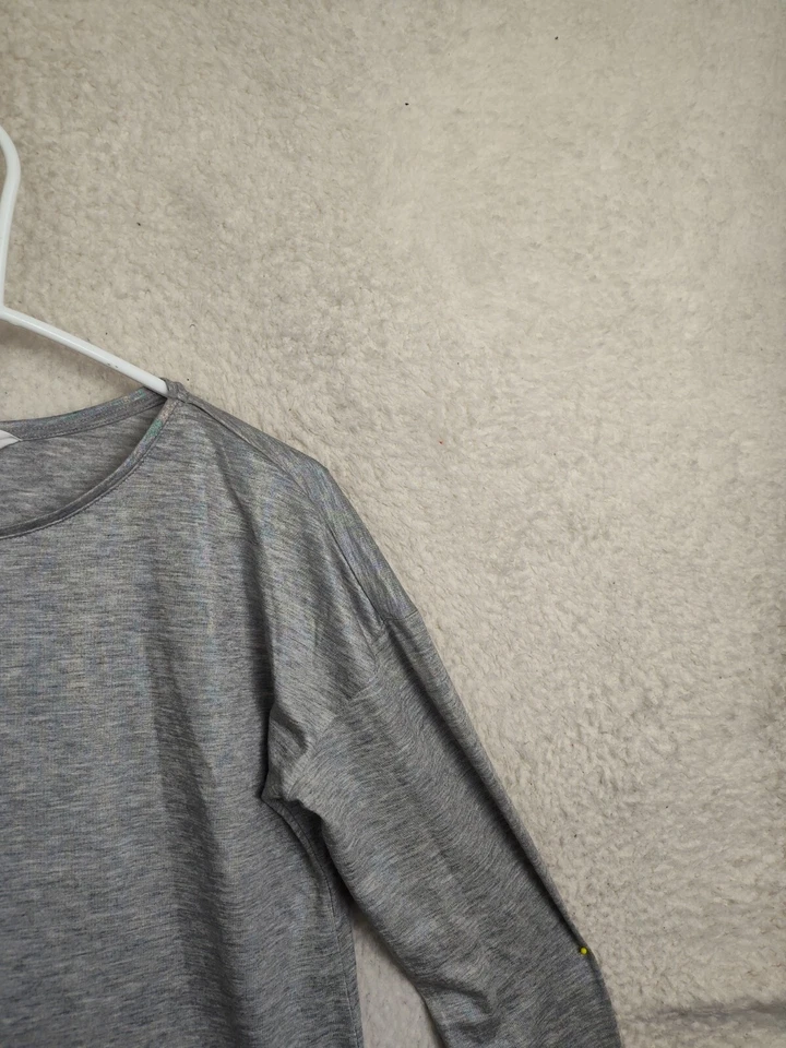 Camisa H M Niñas Top 12-14Y Gris Mezcla Algodón Manga Larga Cuello Redondo Calce Informal Foto 3 de 4