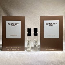 2x Burberry Hero For Men Eau de PARFUM EDP Sample Spray .05oz, 1.5ml New in Card