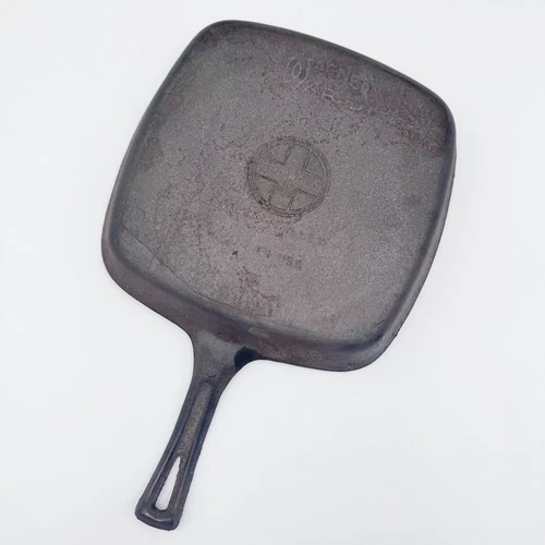 Vintage Griswold / Wagner Dual Marked Cast Iron Skillet Square Frying Pan