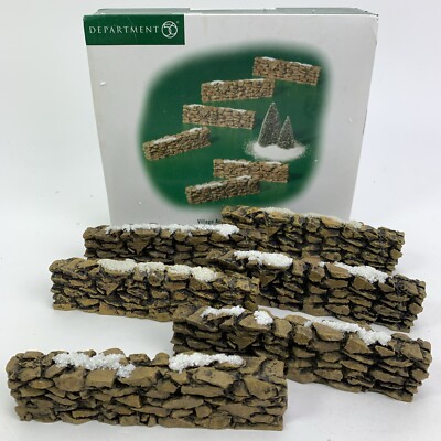 Dept 56 Village Accessories Stone Wall Set of 6 Grayish Brown 52629 Christmas 99