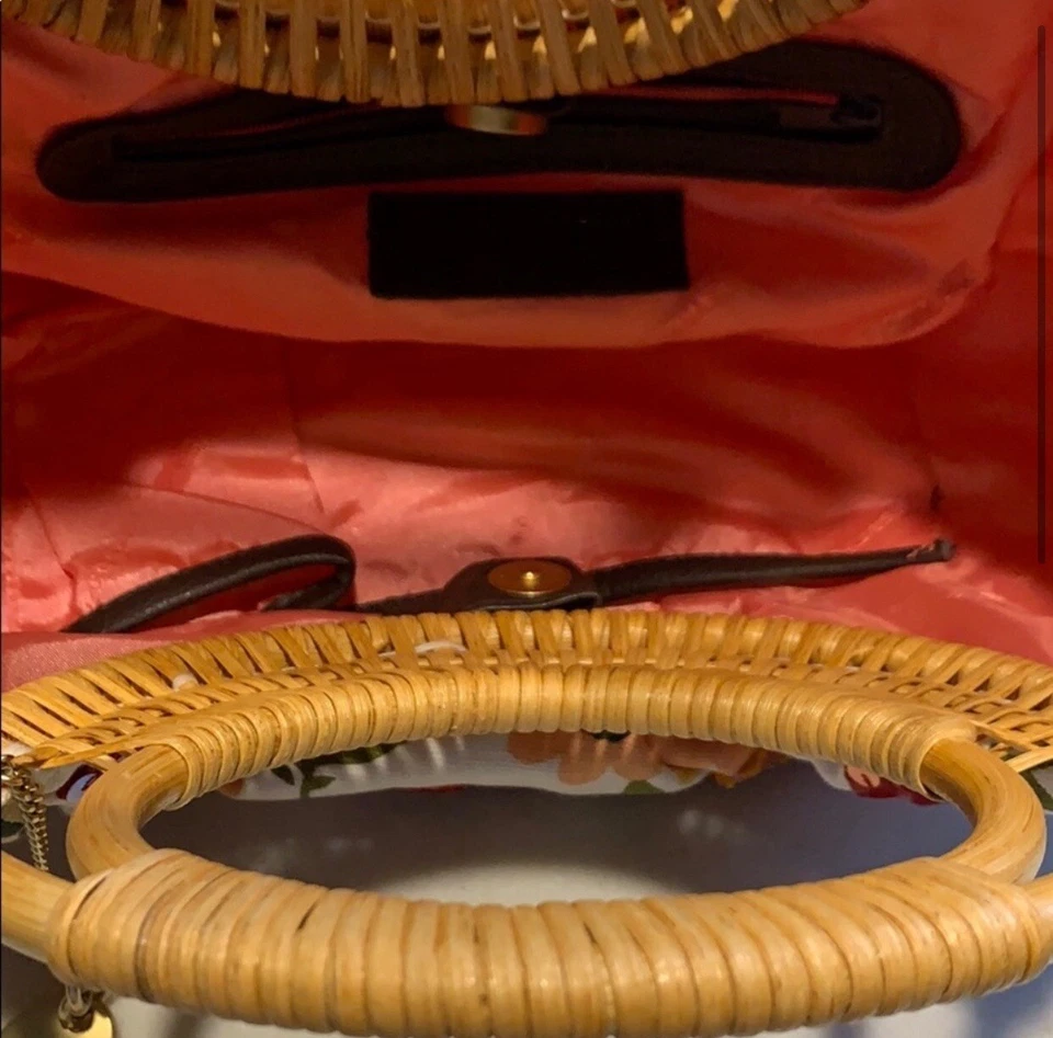 Цветок цветочный бисером блестки ткани деревянная ручка сумочки Дамская сумка необходимые предметы - Изображение 3 из 4