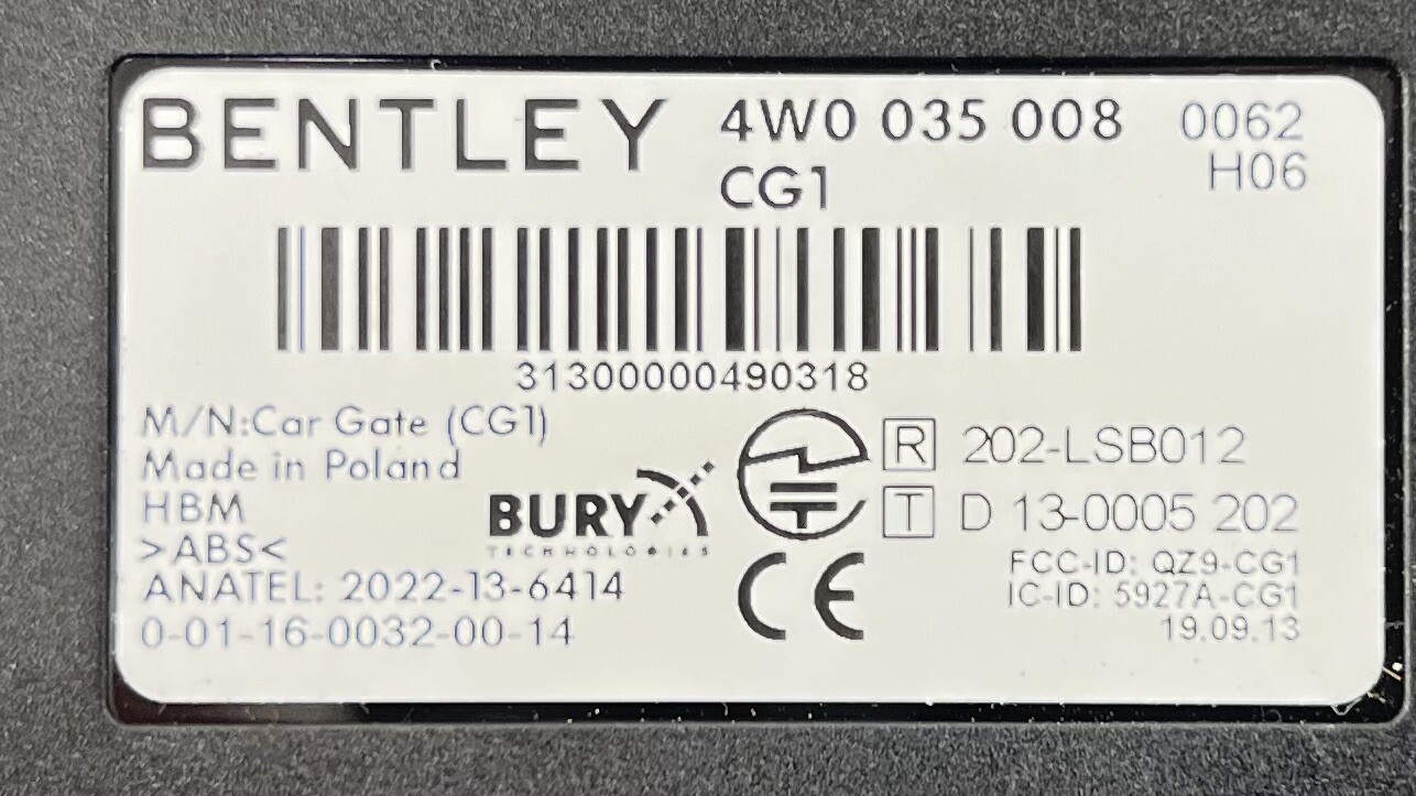 Bentley Flying Spur 2013-2018 Homelink module P/N 4W0035008