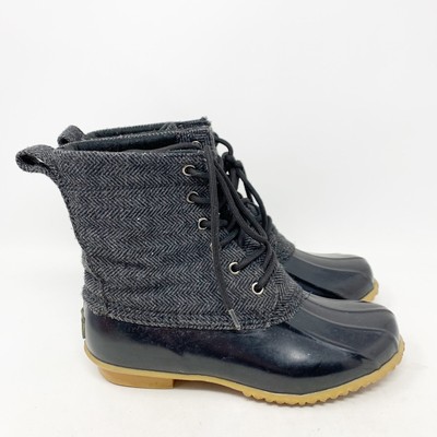 black herringbone duck boots