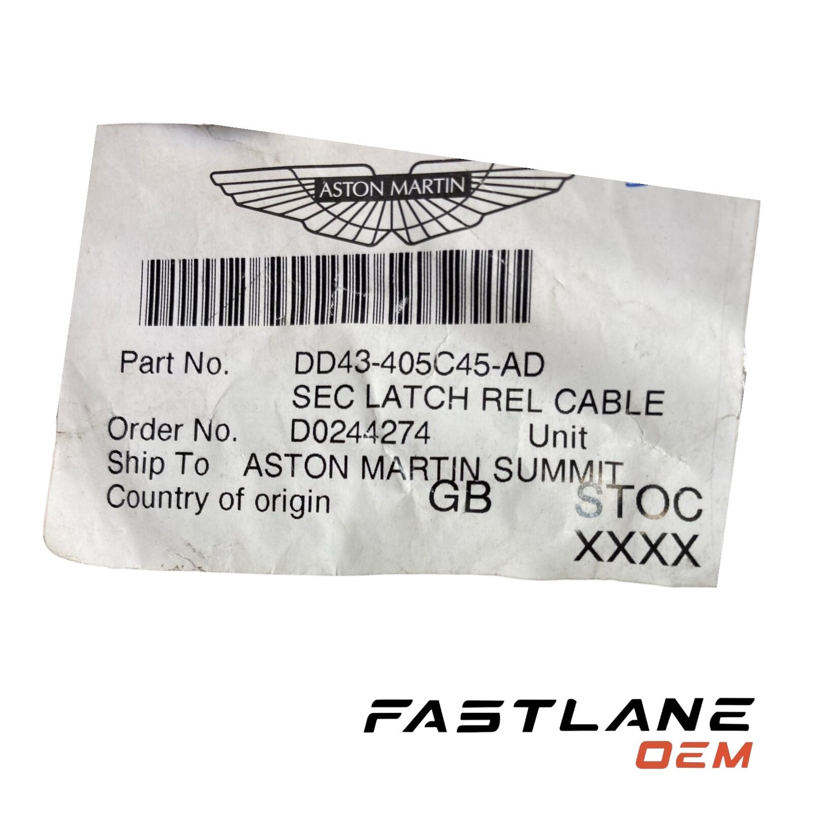2013-2016 ASTON MARTIN DB9 LATCH CABLE NEW OEM DD43-405C45-AD