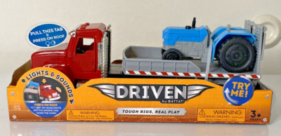 Driven by Battat Flatbed Truck Red Cab Lights Sound Tractor Tough Rigs New Boxed