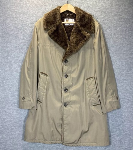 Vintage 1970s Lakeland Rancher Coat Mens 38 Faux Fur Collar Lined Western Jacket - Picture 9 of 14