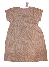 NWT Gap Kids Girls Tan Tie Dye Print Short Sleeve Dress 8 Medium