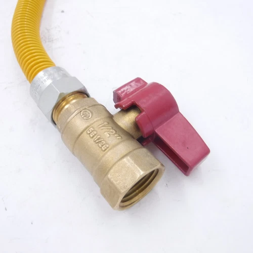 Jones Stephens G72304 1/2" Gas Connector Coated w/Ball Valve 1/2" MIP x 1/2" 18" - Picture 2 of 3