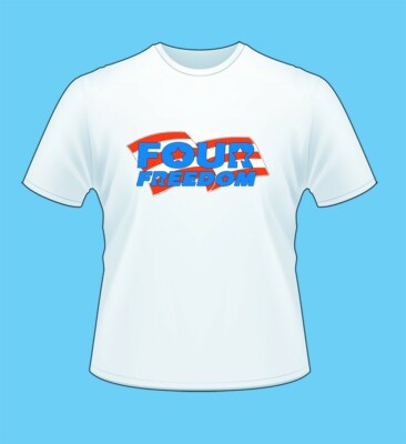 FOUR FREEDOM logo t shirt men women white crew cut tshirt regular fit SMALL new