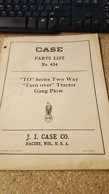 Case To Series Two Way Turn Over Tractor Gang Flow Parts List No. 434