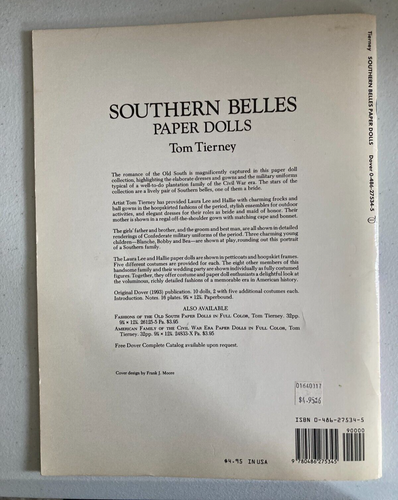 1993 Southern Belles Paper Dolls, Dover, Tom Tierney, unvollständig, teilweise geschnitten - Bild 10 von 11