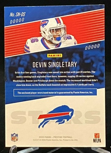 2020 Prestige Stars of the NFL #SN-DS Devin Singletary Buffalo Bills Swatch - Picture 2 of 2