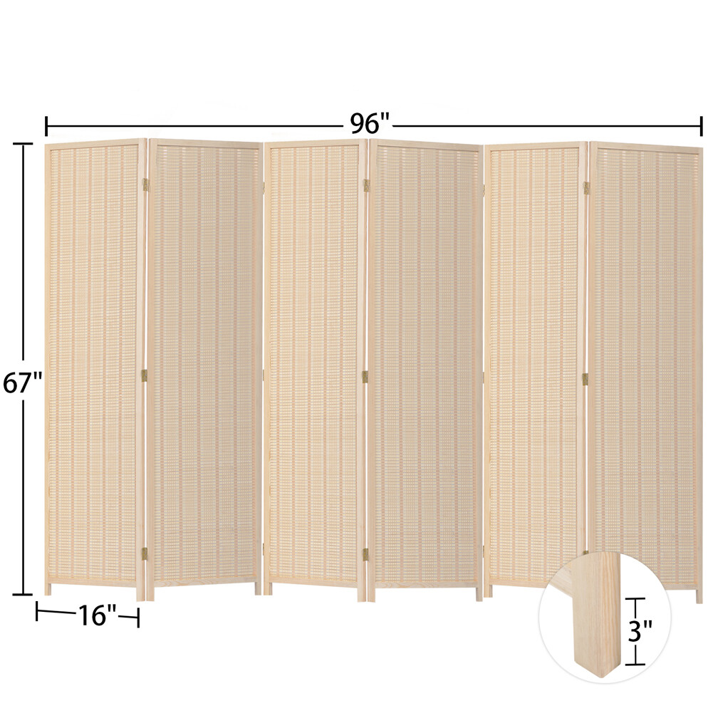 Bamboo Room Dividers 6 Panel Wall Partition Folding Room Screens Home