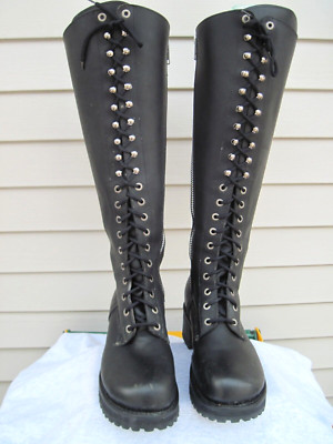 Vintage Muro Black Leather Lineman Lace Up 20