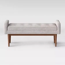 Verken Mid Century Modern Settee Bench Gray Overall width: 48"