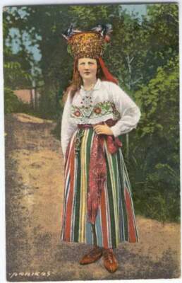Estonia: Woman in National Costume. Old postcard (2)
