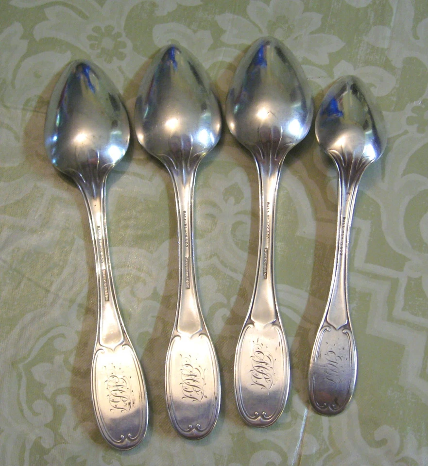 4 monedas cucharas soperas de plata y cucharadita bola toscana patente negra y co 1846 Foto 4 de 4