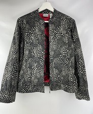 CHICO'S Blazer Jacket Animal Print, Zip Up, Size 1 , M, Owl  01
