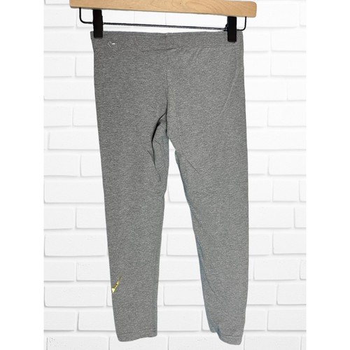 Nike Kid's Size S Cotton Lounge Legging Gray And Gold Foil Swoosh Casual Basic - Picture 3 of 4