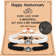 I Love You 100 Languages Bracelets, Happy Anniversary Couple Gifts for Boyfriend