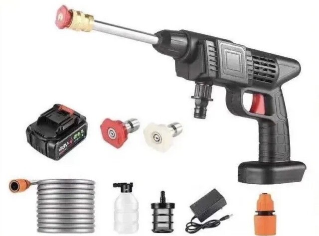 Idropulitrice Portatile 48V Alta Pressione: Kit Lavaggio Auto 2 Batterie