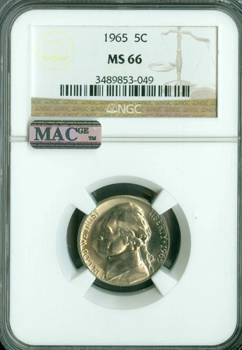 1965 JEFFERSON NICKEL NGC MS66 PQ 2ND FINEST BUSINESS  MAC SPOTLESS *