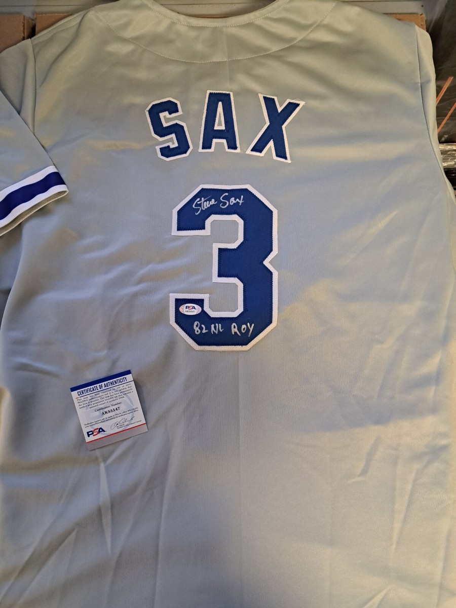 Steve Sax Signed Los Angeles Dodgers Jersey 82 NL ROY inscription