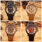 Handmade Men's Bamboo Watch Sandalwood Quartz Wristwatch for Man Leather Strap