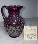 Signed 5.5” Vintage Fenton Red Carnival Hobnail Small Pitcher Sticker Flea bite