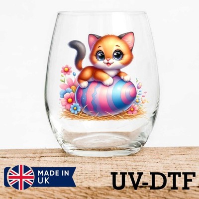 Ostern Katze 8 Stück UV DTF Aufkleber - Glas Laptop Becher Tasse vcz535