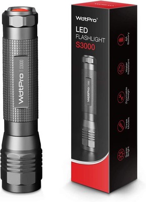 WdtPro High-Powered LED Flashlight S3000, Super Bright 1 PACK, Black