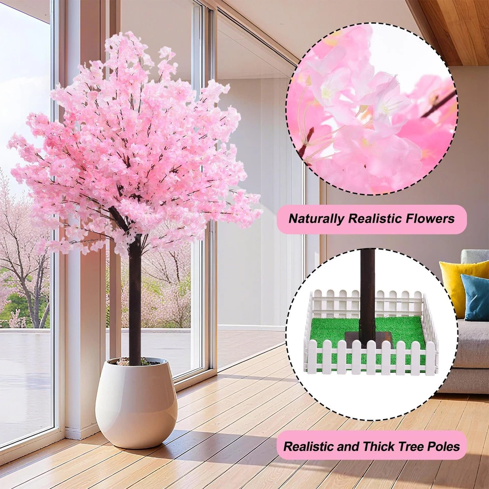 5/6 pies US STOCK Cerezo Artificial Flor Árbol Sakura Decoración Cerezo Flor Foto 3 de 4