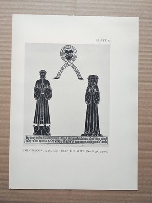 John Bacon, 1437 und Joan seine Frau - antiker Druck - 1934