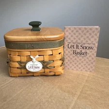 2000 Longaberger Tree Trimming Let It Snow Basket And Tie On Combo