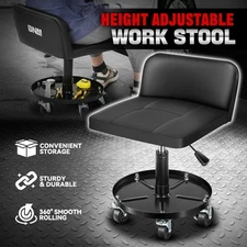 330lbs Adjustable Mechanics Rolling Seat Garage Stool Work Chair w/ Casters