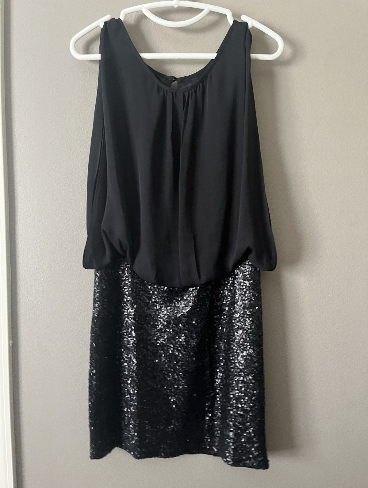M.M. Couture by Miss Me Black Sequin Mini Dress Sleeveless Scoop Neck Sz S