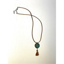 Boho Turquoise and Brown Pendant Necklace Brown Sea Glass