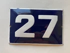 Vintage Enamel Porcelain House Number 27 Door Sign