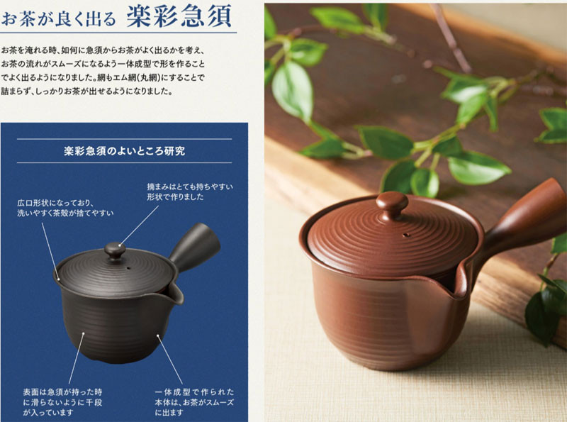 Teapot Tokoname Ware M-Ni Rakusai 380Cc Y411 Kyusu Stylish