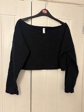 American Apparel Black Cropped Off Shoulder Jumper. One Size