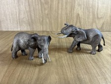 Schleich Asian Elephant Pair 2 Males Figures D-73527 Tusks Raised & Down