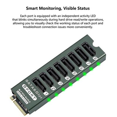 M.2 MKEY PCI-E3.0 to SATA3.0 6Gbps 6/8/9 Ports NAS Expansion Card Adapter Card