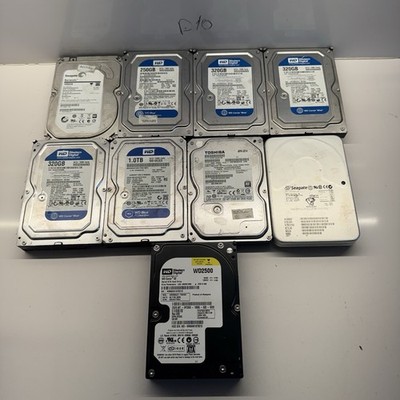 Lot of 9 Mixed 3.5'' SATA HDDs   320GB, 250GB, 1TB