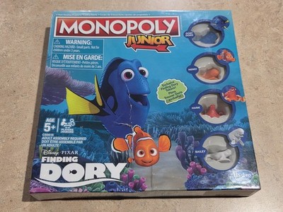 NEW Monopoly Junior:Disney Finding Dory Edition Board Game Exclusive Tokens