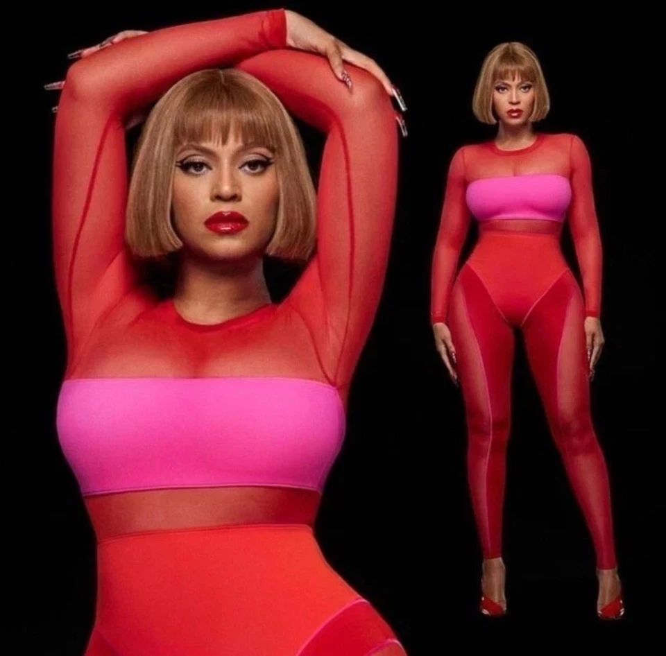 Adidas Ivy Park Catsuit Red Pink Mesh Long Sleeve Bodysuit NWT Small Beyoncé - Image 2 of 4