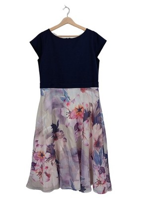 SWING Kurzarmkleid Damen Kleid Gr. DE 46 blau-pink-schwarz Elegant