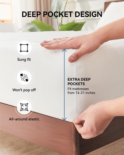 Almohadilla protectora de colchón impermeable de refrigeración de tamaño doble cubierta de cama, ajuste transpirable... - Imagen 4 de 7
