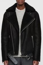 ALL SAINTS Byward Shearling Leather Jacket Small Mens Sheepskin Coat Allsaints